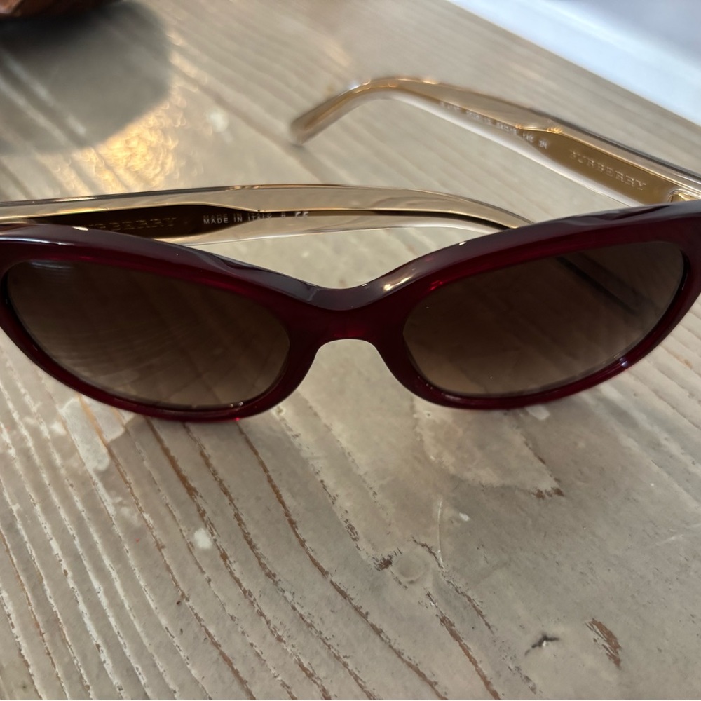 Burberry Red and Brown Oversized Sunglasses